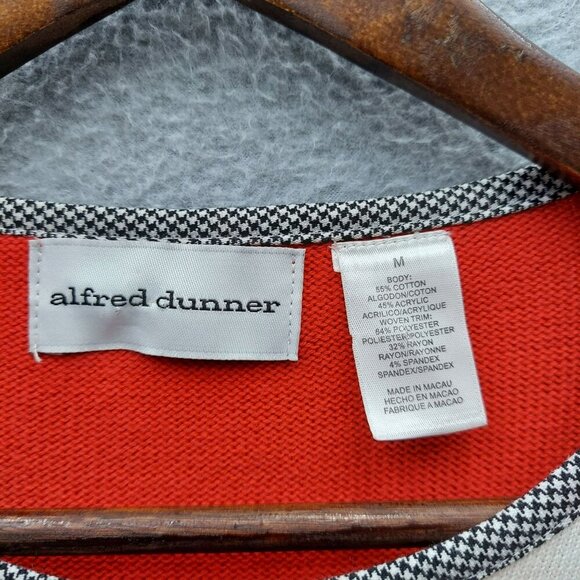 Alfred Dunner Womens Red Embroidered Cardigan Sweater With Contrast Trim Size M - Picture 2 of 5